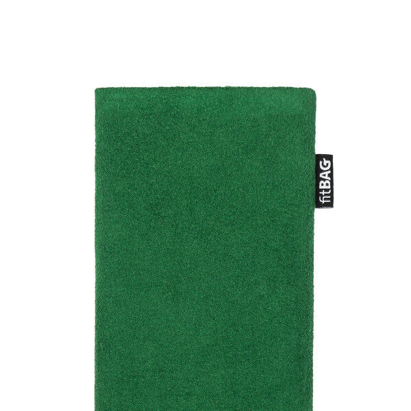 fitBAG Classic Smaragd    maßgeschneiderte Handytasche aus original Alcantara® mit Mikrofaserinnenfutter