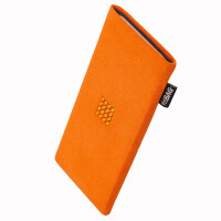 fitBAG Pop Classic Orange Tile    maßgeschneiderte Handytasche aus Alcantara® mit Mikrofaserinnenfutter und Swarovski® Kristallen