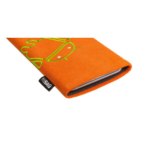 fitBAG Classic Orange Stitch Android Light    custom tailored nappa leather sleeve with integrated MicroFibre lining