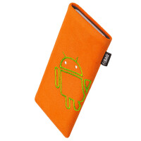 fitBAG Classic Orange Stitch Android Light    custom tailored nappa leather sleeve with integrated MicroFibre lining