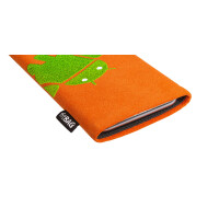 fitBAG Classic Orange Stitch Android Full    custom tailored nappa leather sleeve with integrated MicroFibre lining