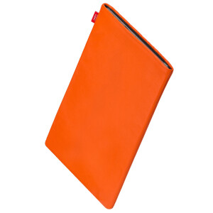 fitBAG Beat Orange    custom tailored nappa leather tablet sleeve with integrated MicroFibre lining