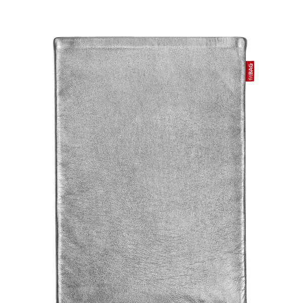 fitBAG Groove Silver    custom tailored nappa leather tablet sleeve with integrated MicroFibre lining