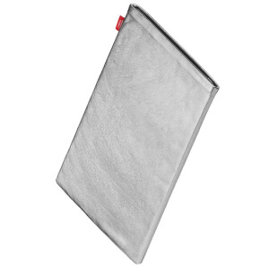 fitBAG Groove Silver    custom tailored nappa leather notebook sleeve with integrated MicroFibre lining