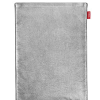 fitBAG Groove Silver    custom tailored nappa leather notebook sleeve with integrated MicroFibre lining