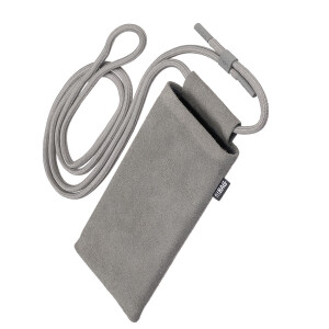 fitBAG Classic Gray with Phone Necklace    custom tailored Alcantara® sleeve with integrated MicroFibre lining and Phone Necklace