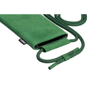 fitBAG Classic Emerald with Phone Necklace    custom tailored Alcantara® sleeve with integrated MicroFibre lining and Phone Necklace