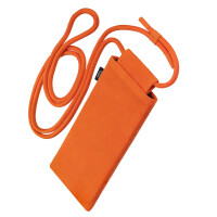 fitBAG Classic Orange mit Handykette    maßgeschneiderte Handytasche aus original Alcantara® mit Mikrofaserinnenfutter und Handykette